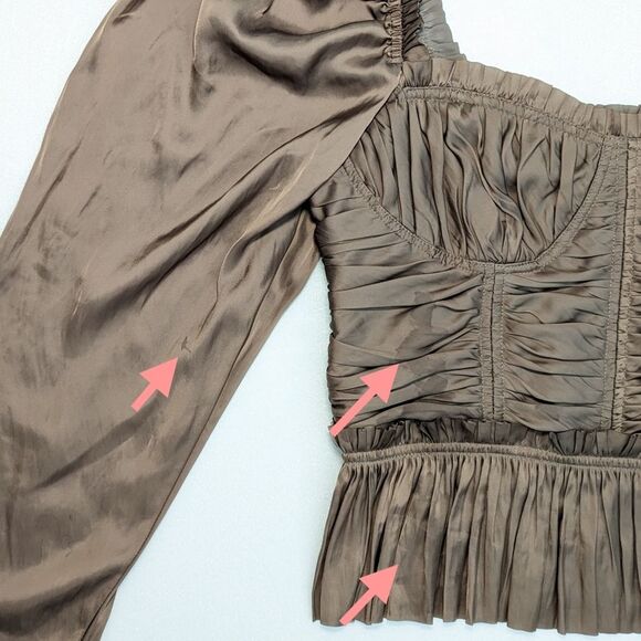 NWT Ulla Johnson Mia Satin Sweetheart Blouse in Mica - Picture 8 of 14